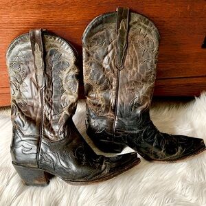 Dan Post Brown Heeled Boots with Western Flair